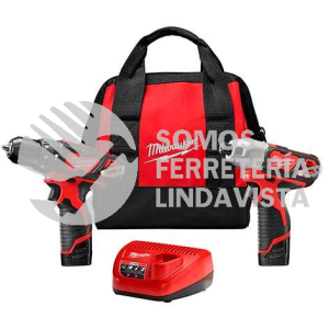 2497-22 JUEGO COMBINADO DE 2 HTAS TALADRO DE PERCUSION 3/8\" M12 Y ATORNILLADOR DE IMPACTO HEX MILWAUKEE