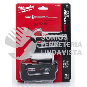 48-11-1822 BATERIA CAPACIDAD EXTENDIDA M18 REDLITHIUM 2 PZAS MILWAUKEE