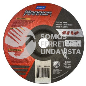 66252841222 DISCO CORTE Y DESBASTE T27/42 WARRIOR 7X1/8X7/8\" IN 180X3 0X22 2MM METAL DC718W NORTON
