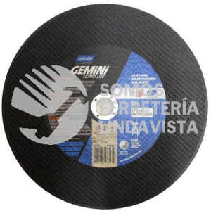 66253207548 DISCO CORTE ABRASIVO TIPO 1 DIAMETRO 12\" X 1/8\" X1\" IN 300X3 2X25 3MM 2 MALLAS METAL CO1218GLL NORTON