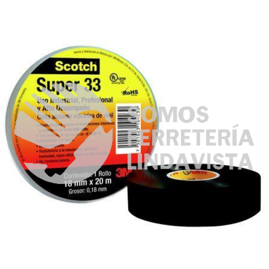 SUPER33 CINTA AISLANTE DE VINIL USO INDUSTRIAL 18MMX20M SCOTCH 3M