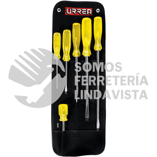 9600B JUEGO DE DESTORNILLADORES CON MANGO AMBAR COMBINADOS, 6 PIEZAS URREA