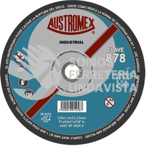 878 DISCO PARA CORTE DE ACERO INOXIDABLE TIPO 41 GRANO 46 (9\"X5/64\"X7/8\") AUSTROMEX