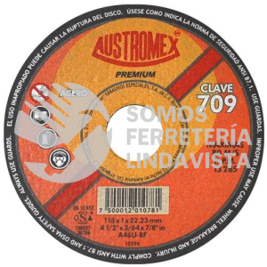 709 DISCO PARA CORTE DE METAL PREMIUM TIPO 41 GRANO 46 (4-1/2\"X3/64\"X7/8\") AUSTROMEX