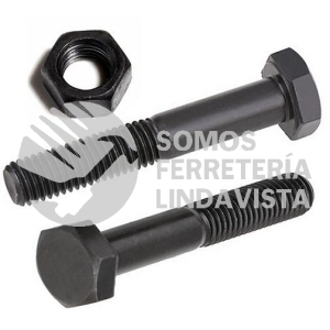 T16X130MM TORNILLO HEXAGONAL GRADO 8.8 NEGRO 16MM X 130 MM CON VASTAGO Y CON TUERCA NACIONAL